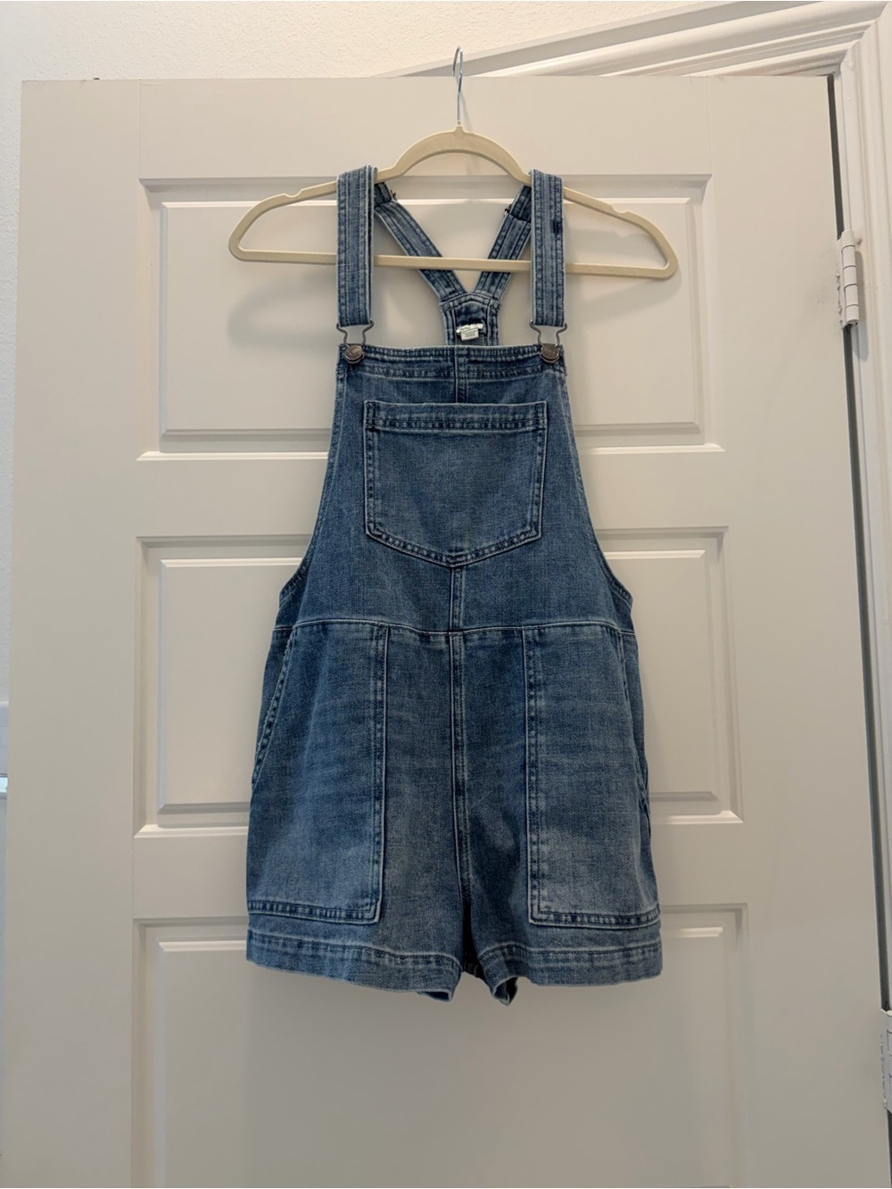 aerie Blue Denim Short Overalls